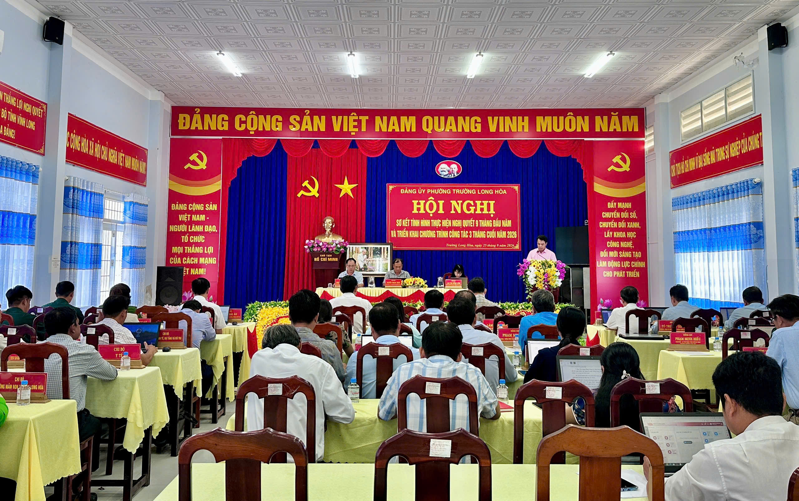 Đảng ủy phường Trường Long Hòa sơ kết tình hình thực hiện Nghị quyết 9 tháng đầu năm 2026